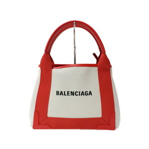 BALENCIAGA Navy Blue Cabas XS leather canvas red off white pouch